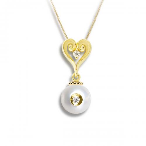 Diamond in a Pearl Pendant