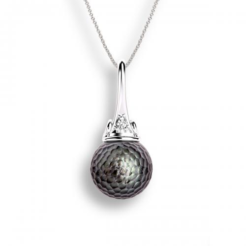 NFC Jewelry by Galatea: Momento Hand-carved Tahitian Pearl Pendant with NFC for Iphone 7 and newer